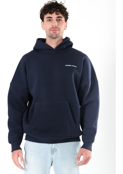 Anxiety Oversize Fit Hoodie Erkek - Lacivert fırsatları