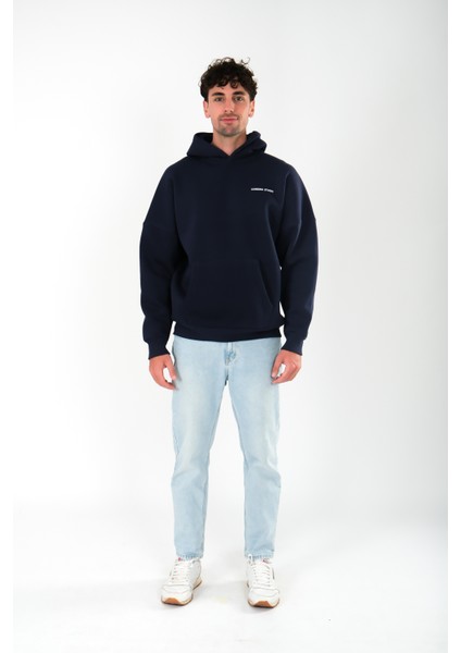 Anxiety Oversize Fit Hoodie Erkek - Lacivert indirimleri