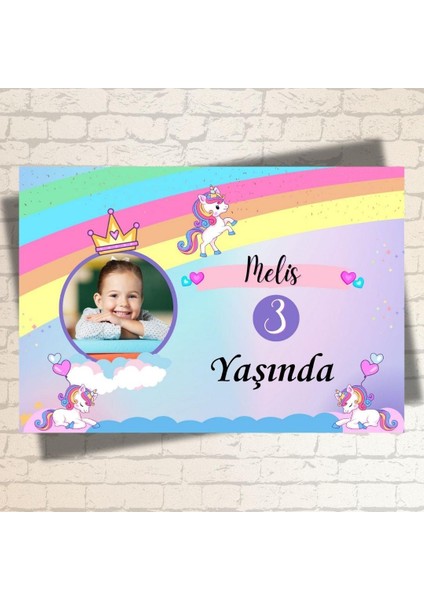 Çocuklara Özel Unicorn Tasarımlı Doğum Günü Duvar Posteri fiyatları