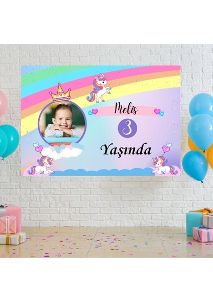 Çocuklara Özel Unicorn Tasarımlı Doğum Günü Duvar Posteri modelleri