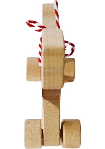 Gg Toys - Montessori Doğal Ahşap Tekerlekli Oyuncak - At