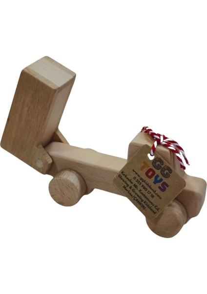 Gg Toys - Montessori Doğal Ahşap Tekerlekli Oyuncak - Damperli Kamyon