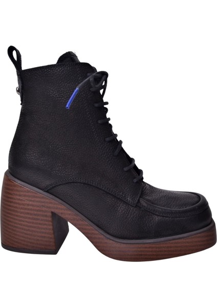 D24KB-4615 Siyah Kadın Deri Bot
