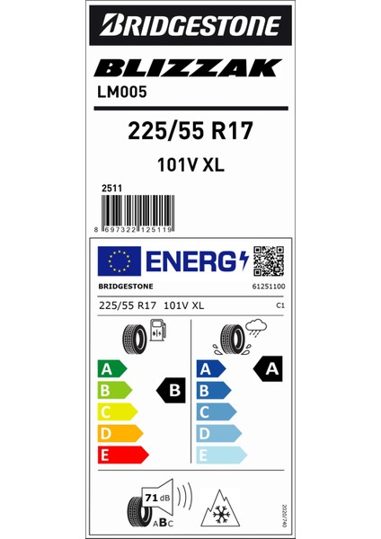 225/55 R17 101V Xl Lm005 Kış Lastiği (Üretim Yılı: 2024)
