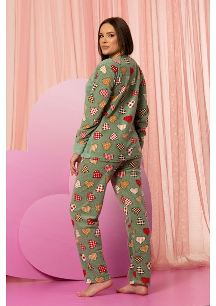 Kışlık Kadın Polar Pijama Takımı - Yılbaşı Pijaması