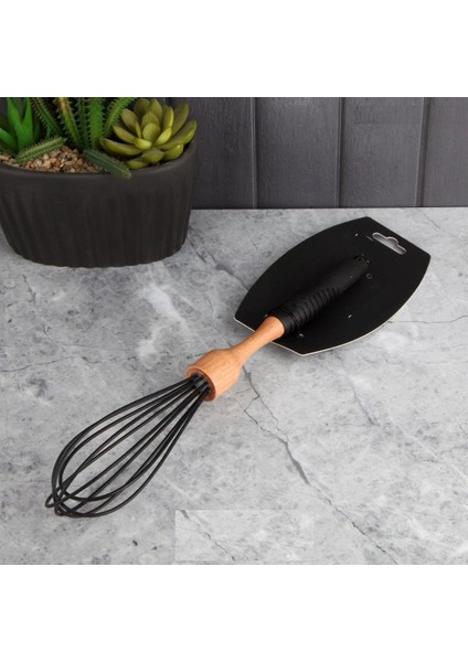 Silikon Bambu Saplı Siyah Çırpıcı