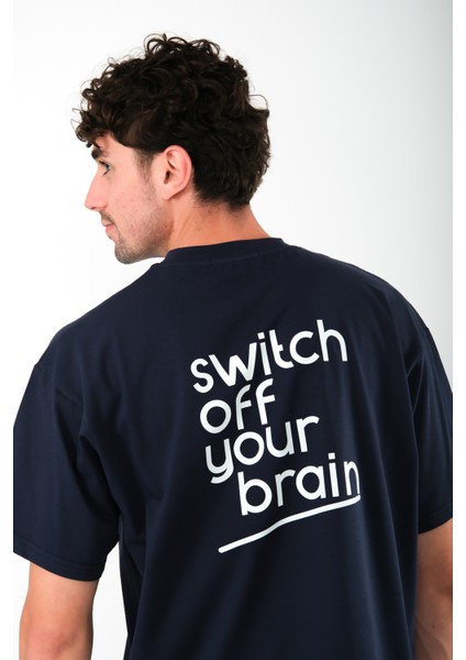 Switch Off Oversize Fit T-Shirt Erkek - Lacivert fiyatları