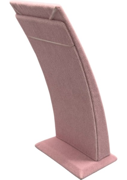 Yerli Üretim Süet Kumaş Pembe Renk Ayaklı 17/8,5 cm Kolye Sergileme Dekoru