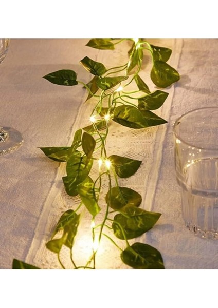 Dekoratif Yeşil Yapraklı Yapay 230CM Sarmaşık ve 3mt Peri LED Gün Işığı