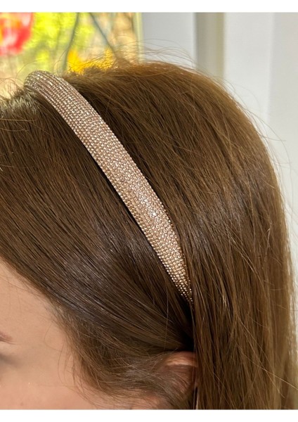 Ince Kristal Taşlı Saç Aksesuarı - Somon Rengi Kadın Saç Tacı modelleri