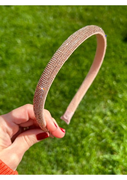 Ince Kristal Taşlı Saç Aksesuarı - Somon Rengi Kadın Saç Tacı fırsatları