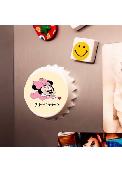 Isme Özel Baskılı Minnie Mause Doğum Günü Açacak Magnet 10 Adet