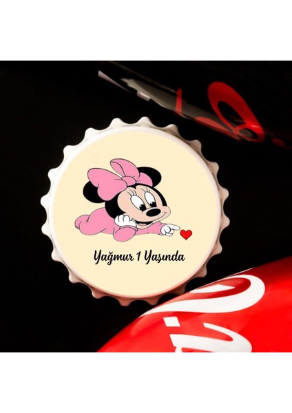 Isme Özel Baskılı Minnie Mause Doğum Günü Açacak Magnet 10 Adet