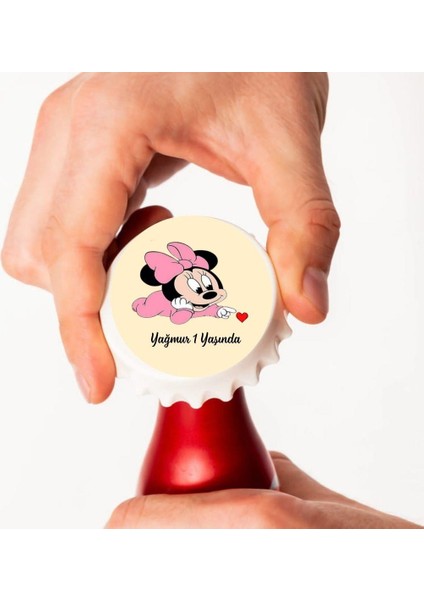 Isme Özel Baskılı Minnie Mause Doğum Günü Açacak Magnet 10 Adet