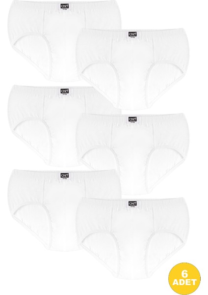 Erkek Çocuk Pamuklu Esnek Beyaz Külot 6'lı Paket