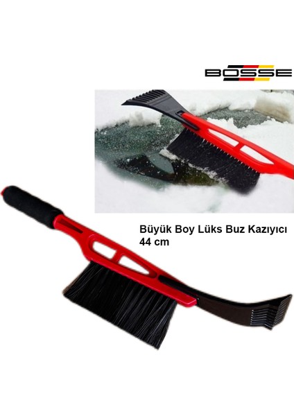 Oto Buz Kazıyıcı Fırçalı Lüks Kar Temizleme Fırçası Büyük Boy 44 Cm