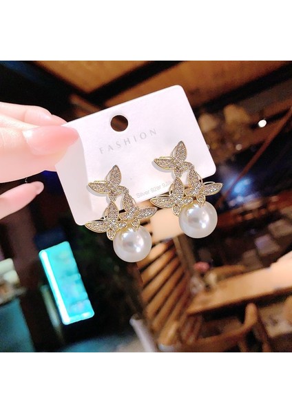 Moda Kedi Gözü Elmas Küpe Kadın Ilkbahar ve Yaz Ince Yeni Stil Işık Lüks High-End Küpe (Yurt Dışından)