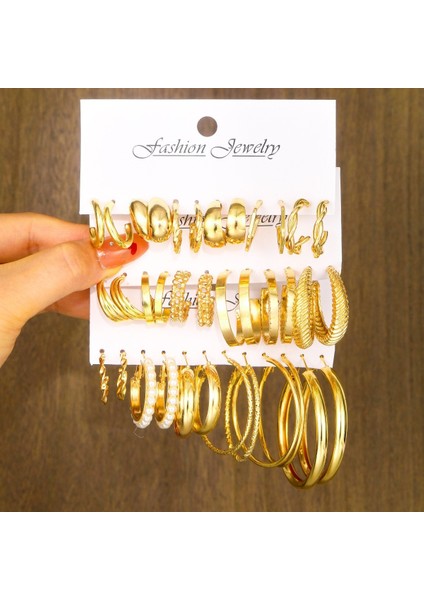 Çok Satan Moda Avrupa ve Amerikan Tarzı Altın C-Şekilli Zincir Küpe Seti, Bayanlar Için Hafif Lüks ve Üst Düzey Küpeler (Yurt Dışından)