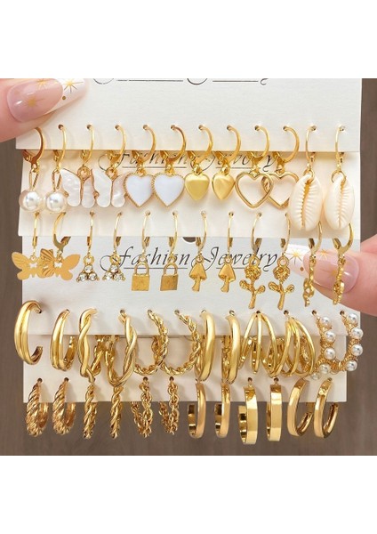 Çok Satan Moda Avrupa ve Amerikan Tarzı Altın C-Şekilli Zincir Küpe Seti, Bayanlar Için Hafif Lüks ve Üst Düzey Küpeler (Yurt Dışından)