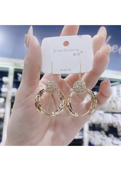 Üst Düzey ve Atmosferik Internet Ünlü Mizaç Küpeleri Avrupa ve Amerikan Modası Abartılı Elmas Taklidi Uzun Püskül Küpeler (Yurt Dışından)