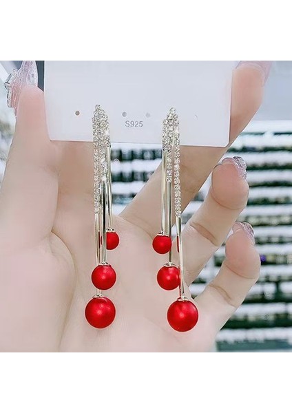 Üst Düzey ve Atmosferik Internet Ünlü Mizaç Küpeleri Avrupa ve Amerikan Modası Abartılı Elmas Taklidi Uzun Püskül Küpeler (Yurt Dışından)