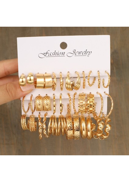 Çok Satan Moda Avrupa ve Amerikan Tarzı Altın C-Şekilli Zincir Küpe Seti, Bayanlar Için Hafif Lüks ve Üst Düzey Küpeler (Yurt Dışından)