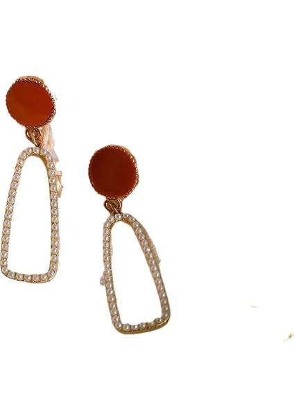 Kore Tarzı Kamelya Tarzı Delinmemiş Küpe Inci Çiçek Dama Tahtası Elmas Küpe Kadınlar Için (Yurt Dışından)