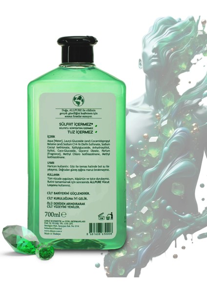 Duş Jeli Emerald (700 Ml Esrarengiz Mistik Kokusu İle Tazelik - Sülfat /Tuz Içermez)-Aile Boyu