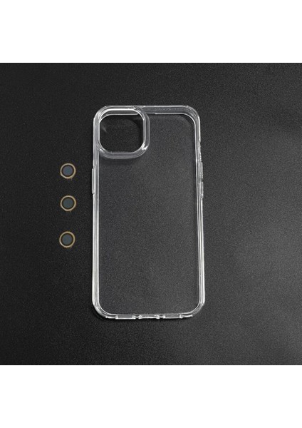 Iphone 15 Plus Şeffaf Lens Hediyeli Clear Case (Renk Seçeneği Lens Içindir) Gümüş