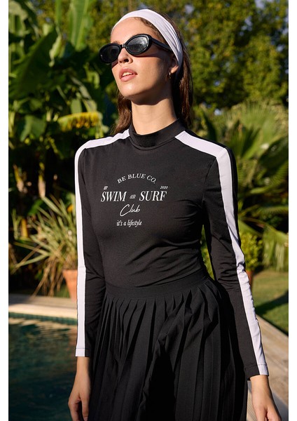 Siyah Baskılı Surf Mayo