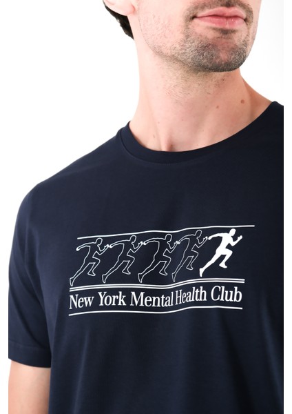 New York Mental Health Club Regular Fit T-Shirt Erkek - Lacivert