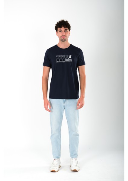 New York Mental Health Club Regular Fit T-Shirt Erkek - Lacivert fırsatları