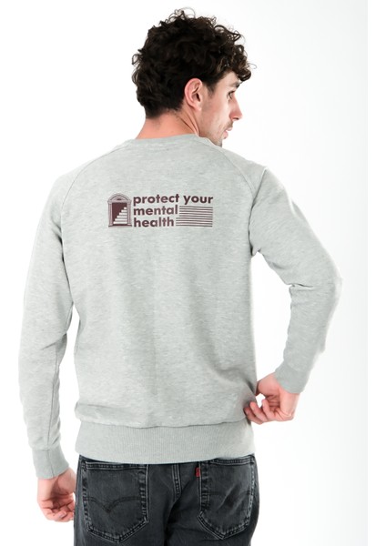 Protect Your Mental Health Regular Fit Sweatshirt Erkek - Gri