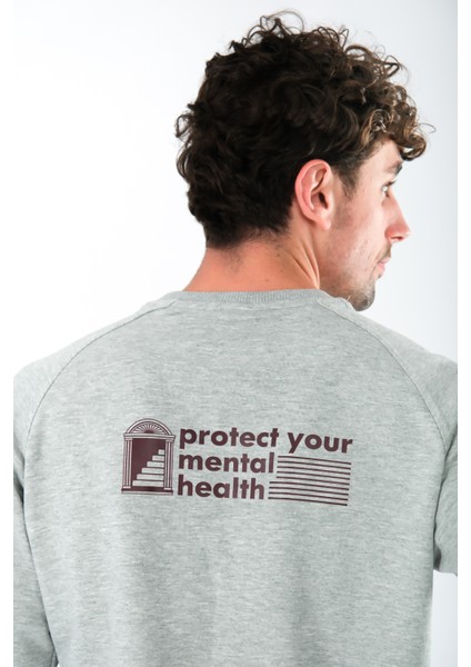 Protect Your Mental Health Regular Fit Sweatshirt Erkek - Gri