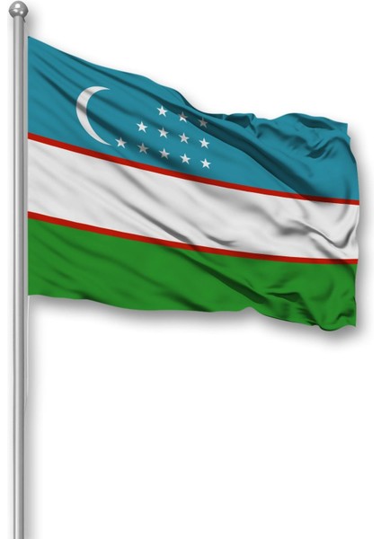 Özbekistan Ülke Bayrağı 1. Kalite Raşel Kumaş 400x600 Cm