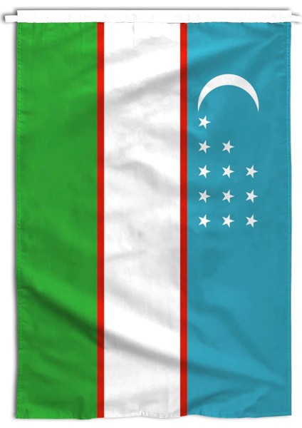 Özbekistan Ülke Bayrağı 1. Kalite Raşel Kumaş 400x600 Cm