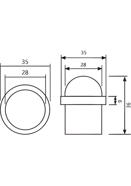Kapı Stoperi Oval Ø28 x H35 mm