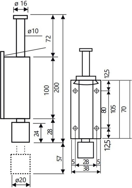 DS-016S Serisi Montajlı Yaylı Stoplu 140 mm