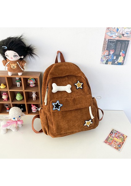 Kolej Tarzı Sevimli Yumuşak Kız Kadife Sırt Çantası Kadın Orman Tarzı Küçük Taze Günlük Işe Gidiş-Geliş Küçük Sırt Çantası (Yurt Dışından)