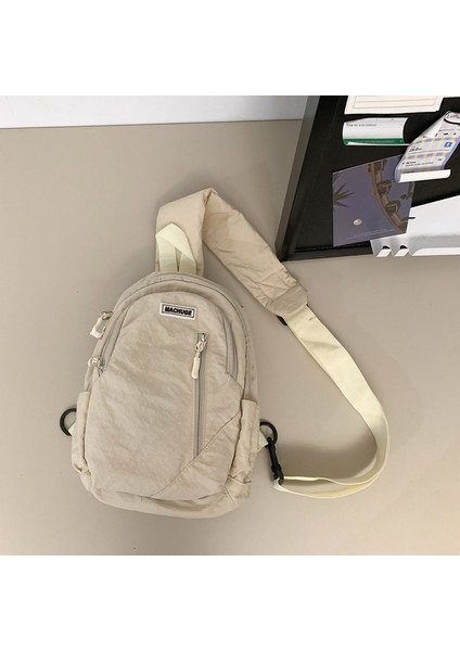 Amerikan Retro Lise Öğrencisi Omuz Çantası Çift Düz Renk Ins Japon Iş Giysisi Rahat Göğüs Çantası Büyük Kapasiteli Omuz Çantası (Yurt Dışından)