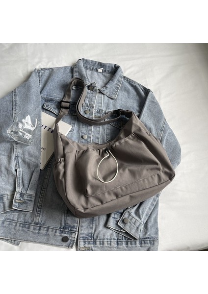 Basit Rahat Crossbody Çanta Kadın Trendy Çok Yönlü Kanvas Çanta Büyük Kapasiteli Depolama Işe Gidip Geliş Omuz Spor Seyahat Çantası (Yurt Dışından)