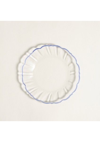 Balat Cam Pasta Tabağı 21X21X2 cm Şeffaf / Mavi