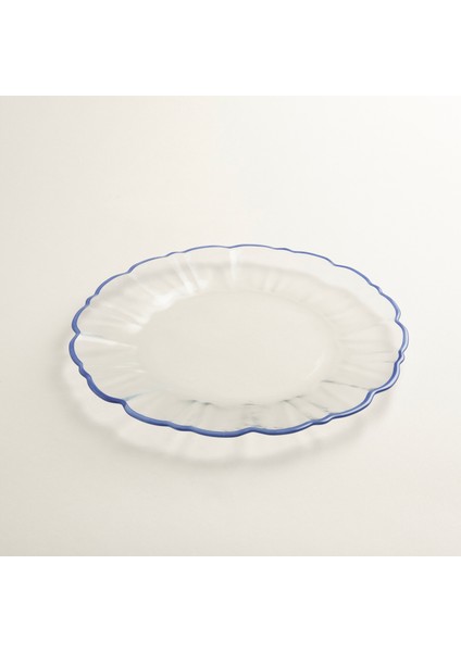 Balat Cam Pasta Tabağı 21X21X2 cm Şeffaf / Mavi modelleri
