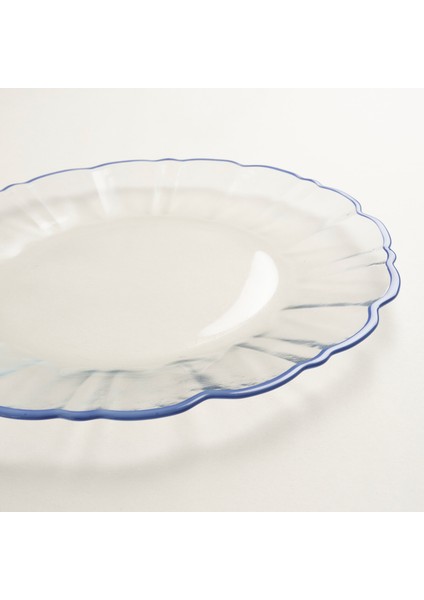 Balat Cam Pasta Tabağı 21X21X2 cm Şeffaf / Mavi fırsatları