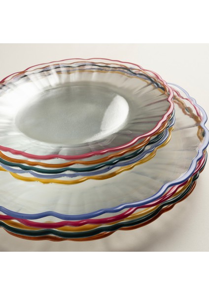 Balat Cam Pasta Tabağı 21X21X2 cm Şeffaf / Mavi indirimleri