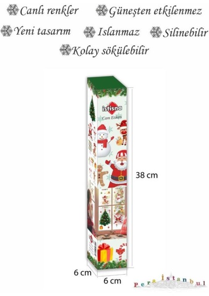 Yılbaşı Temalı Cam Sticker Duvar Süsü Çocuk Yeni Yıl Bebek Odası Çam Ağacı Noel Baba Kapı Süsü