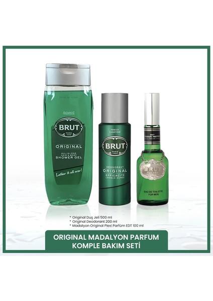 Original Erkek Bakım Seti Madalyon Plexi Parfüm Edt 100 Ml, Deodorant 200 Ml, Duş Jeli 500 ml