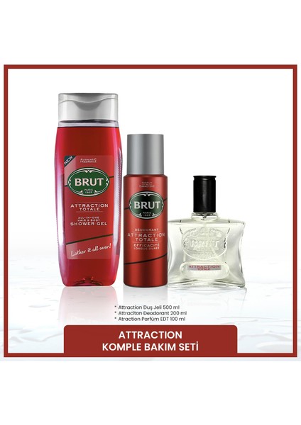 Attraction Erkek Bakım Seti Parfüm Edt 100 ml, Deodorant 200 ml, Duş Jeli 500 ml