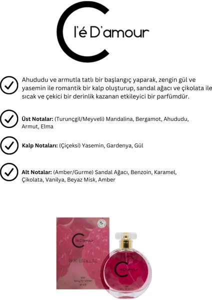 Cle D'Amour Pink Cadillac (Meyveli/Gurme) Women - Kadın Parfüm 20 ml - Vegan fiyatları