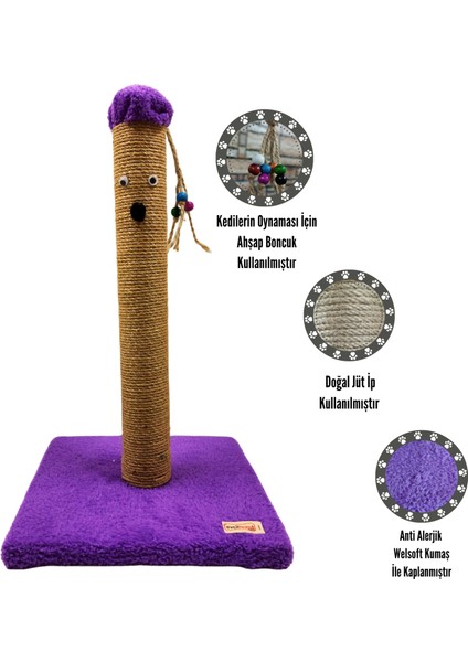Kedi Tırmalama Sütunu 50 cm Tırmalama Çubuğu-Direği Doğal Kendir Halat Evc50cm fiyatları